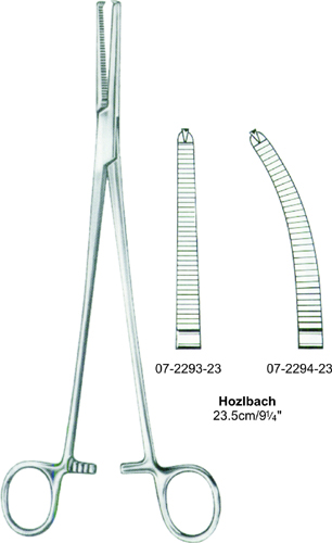 Hozlbach Hysteretomy Forceps BJ  Curved 1:2 23.5cm/9 1/4"