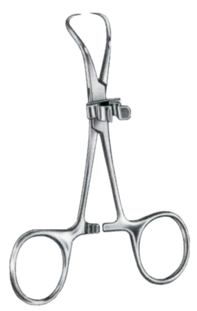 Towel Forceps BJ with Clip for Tubing or Cable 13cm/5"
