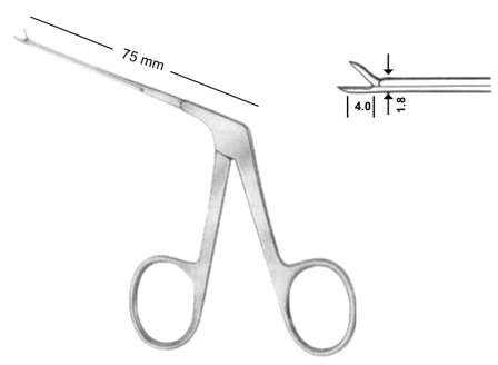 Bellucci Micro Scissors 0.8mm 8cm/3 1/4", Angled Down